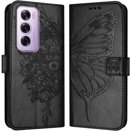 Mobigear Butterfly OPPO Reno 12 Pro Plånboksfodral med sedelfack - Svart