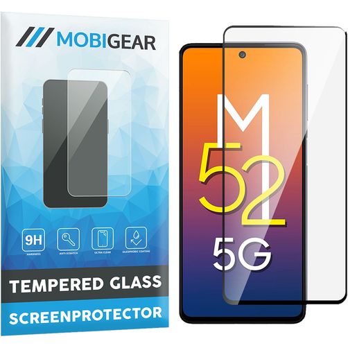 Mobigear Premium Samsung Galaxy M52 Tempered Glass Screen Protector - Case Friendly - Black