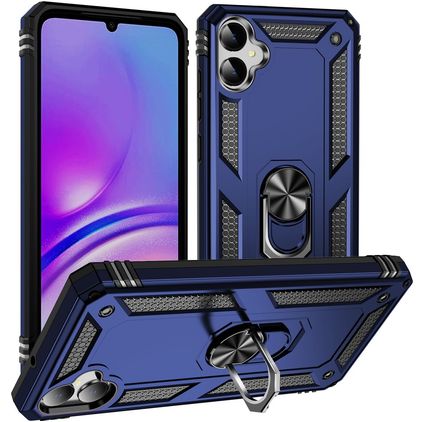 Mobigear Armor Ring Samsung Galaxy A05 Fodral Hårdplast Skal Stötsäkert med ringhållare - Blå