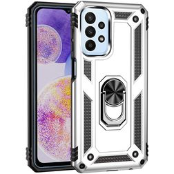 Mobigear Armor Ring Samsung Galaxy A23 Plástico rígido Capa traseira Antichoque com anel - Prateado