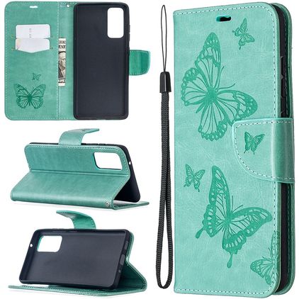 Mobigear Butterfly Samsung Galaxy S20 FE Pungetui med Seddelrum - Turkis