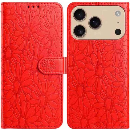 Mobigear Flowers iPhone 18 Pro Wallet case - Red