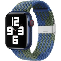 Mobigear Braided Nylon Apple Watch Řemínek Zaklapávací spona - 49/46/45/44 mm - Modrá / Zelená
