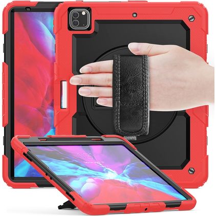 Mobigear SureGrip Xtreme iPad Pro 13 Inch (2025) Case Plastic / Silicone Back cover + Stylus Holder + Shoulder Strap + Stand - Red