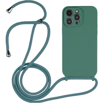 Mobigear Lanyard iPhone 14 Pro Silicone Capa com cordão - Verde
