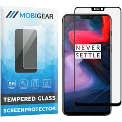 Mobigear Premium OnePlus 6 Tempered Glass Screen Protector - Case Friendly - Black