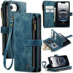 CaseMe C30 iPhone 16e Funda tipo libro Cartera - Azul