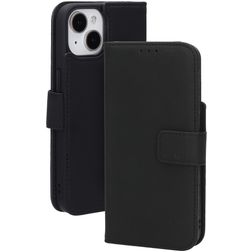 Mobiparts Wallet iPhone 14 MagSafe Aito nahka Lompakkokotelo + Setelitasku - Musta