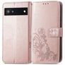 Mobigear Clover Google Pixel 6a Pungetui med Seddelrum - Rosaguld