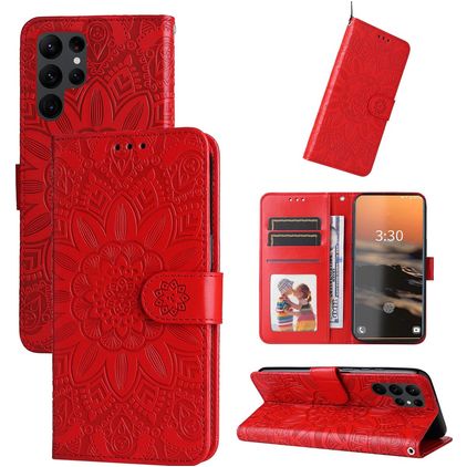 Mobigear Sunflower Samsung Galaxy S23 Ultra Cover a libro portafoglio - Rosso
