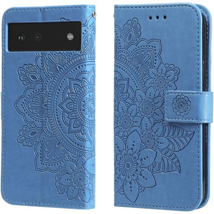 Mobigear Flowers Google Pixel 6 Cover a libro portafoglio - Blu