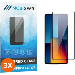 Mobigear Premium POCO M6 Pro Vidro temperado Película de ecrã - Compatível com capas - Preto (Pack de 3)