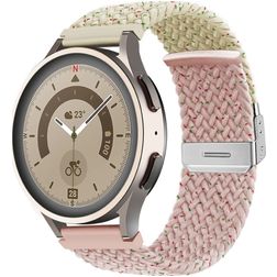Mobigear Braided Dual Nylon Smartwatch Armband Klämspänne - 22 mm - Rosa / Stjärnglans