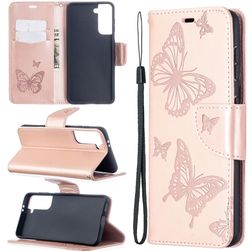 Mobigear Bookcase Case Butterflies Rose Gold Samsung Galaxy S21