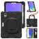 Mobigear RingGuard iPad Mini 7 (2024) Funda Plástico rígido / Silicona Carcasa + Portalápices + Correa bandolera + Soporte - Negro