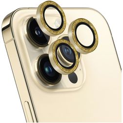 Mobiparts iPhone 14 Pro Aluminium Kameralinsebeskytter - Case Friendly - Glitter Gold