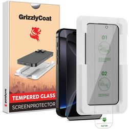 GrizzlyCoat AlignPro AntiSpy iPhone 16 Pro Max Tempered Glass Screen Protector Privacy - Case Friendly + Installation Frame