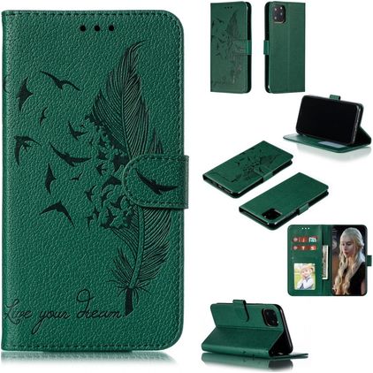 Mobigear Feather iPhone 11 Pro Plånboksfodral med sedelfack - Grön