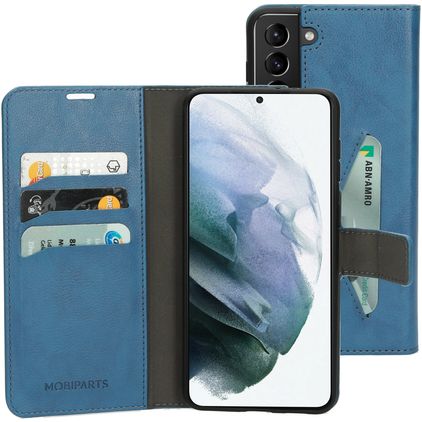 Mobiparts Classic Wallet Samsung Galaxy S21 Plus Plånboksfodral med sedelfack - Steel Blue