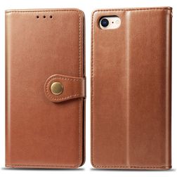 Mobigear Snap Button iPhone 7 Wallet case - Cognac