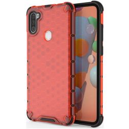 Mobigear Honeycomb Samsung Galaxy A11 Tvrdý plast Zadní kryt odolný proti nárazům - Červená