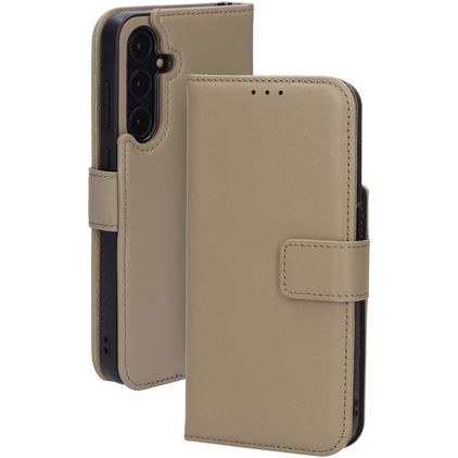 Mobiparts Samsung Galaxy A35 Pele genuína Capa livro Carteira - Cinzento-acastanhado