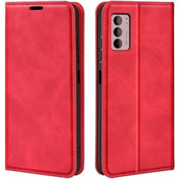 Mobigear Retro Slim Motorola Moto G42 Funda tipo libro Cartera - Rojo