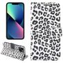 Mobigear Leopard iPhone 14 Pungetui med Seddelrum - Hvid