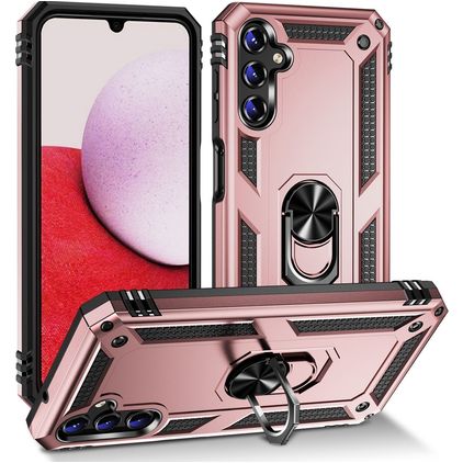 Mobigear Armor Ring Samsung Galaxy A14 Funda Plástico rígido Carcasa Antigolpes con anillo - Oro rosa