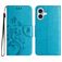 Mobigear Flowers iPhone 16 Plus Cover a libro portafoglio - Blu