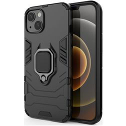 Mobigear Armor Ring iPhone 13 Hårdt Bagsidecover Stødsikkert med ringholder - Sort
