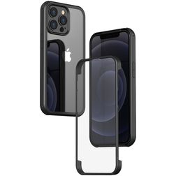 Valenta Full Cover iPhone 15 Pro Max Panserglas Bagsidecover Stødsikkert - Gennemsigtig / Sort