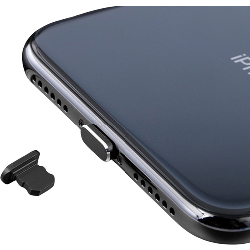 Mobigear Essentials Aluminum Anti Dust Plug - Apple Lightning - Black (2-Pack)