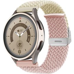 Mobigear Braided Dual Nylon Smartwatch Armband Klämspänne - 22 mm - Rosa / Stjärnglans