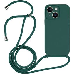 Mobigear Lanyard iPhone 14 Silicone Capa com cordão - Verde escuro