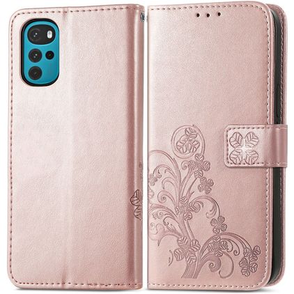 Mobigear Clover Motorola Moto G22 Funda tipo libro Cartera - Oro rosa