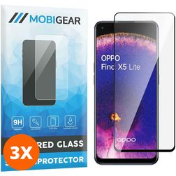 Mobigear Premium OPPO Find X5 Lite Tempered Glass Screen Protector - Case Friendly - Black (3-Pack)
