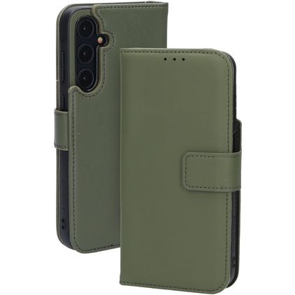 Mobiparts Samsung Galaxy A55 Piel auténtica Funda tipo libro Cartera - Verde