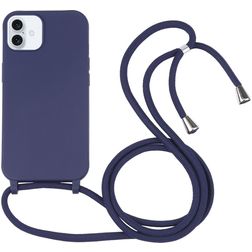 Mobigear Lanyard iPhone 16 Silikon Skal med rem - Mörkblå