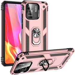 Mobigear Armor Ring Xiaomi Redmi 10C Hard Case Back cover Shockproof with Ring Holder - Rose Gold