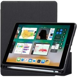 Mobigear Tri-Fold Gel iPad 6 (2018) TPU / Keinonahka Lompakkokotelo + Kynänpidike - Musta