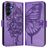 Mobigear Flowers Samsung Galaxy A17 Knížkové pouzdro Peněženka - Fialová