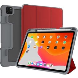 Mutural Tri-Fold Tough iPad Pro 11 tommer (2022) Pungetui + Stylus-holder - Sort / Rød