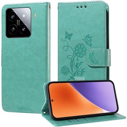 Mobigear Flowers Xiaomi 15 Funda tipo libro Cartera - Verde