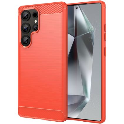 Mobigear Brushed Slim Samsung Galaxy S25 Ultra Fleksibel TPU Bagsidecover - Rød