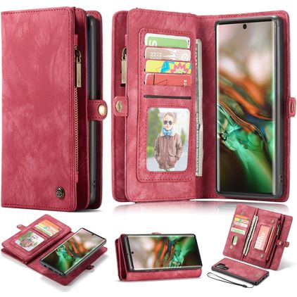 CaseMe 008 Samsung Galaxy Note 10 Plus Etui z klapką 2w1 z odpinanymi pleckami typu portfel - Czerwony