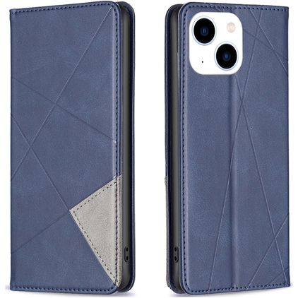 Mobigear Rhombus Slim iPhone 15 Capa livro - Azul