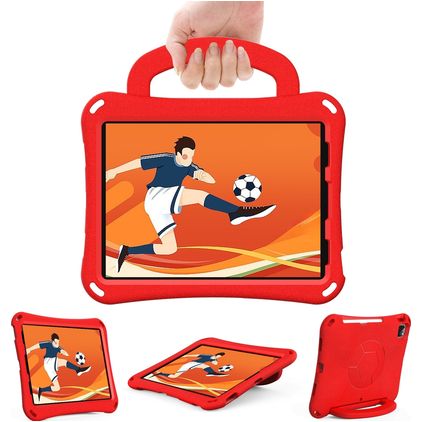 Mobigear Football iPad Air 11 polegadas (2026) Espuma EVA Capa traseira + Alça de ombro + Suporte - Vermelho