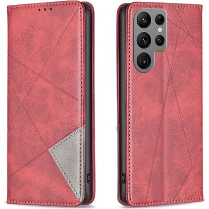 Mobigear Rhombus Slim Samsung Galaxy S23 Ultra Wallet case - Red