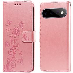 Mobigear Flowers Google Pixel 11 Etui z klapką typu portfel - Różowy